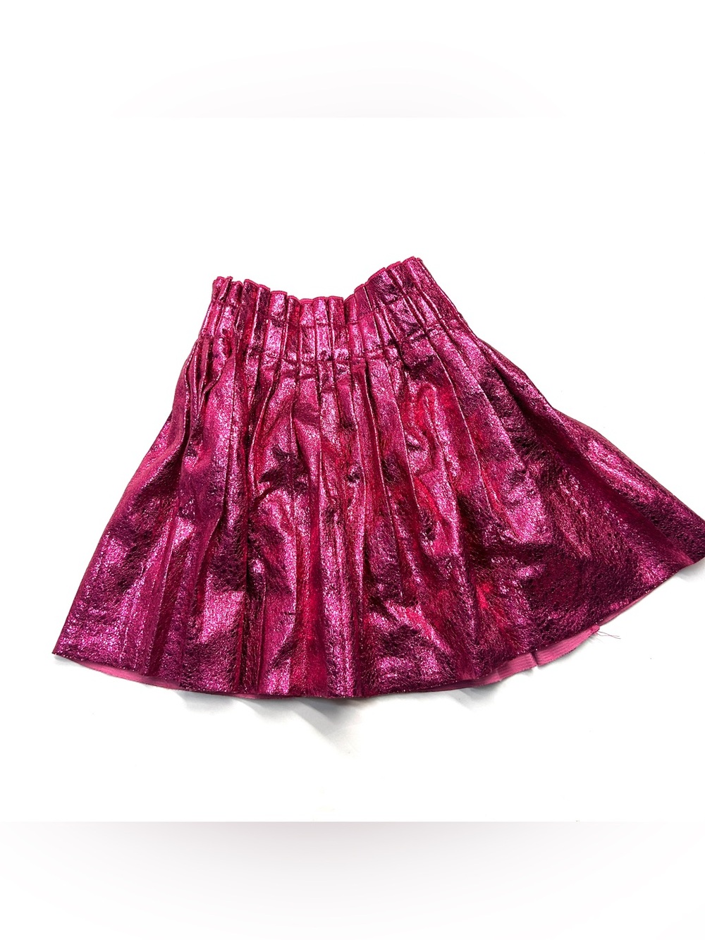 Lola and the Boys Hot Pink Foil Metallic Fuchsia Pleated Skater Skirt
